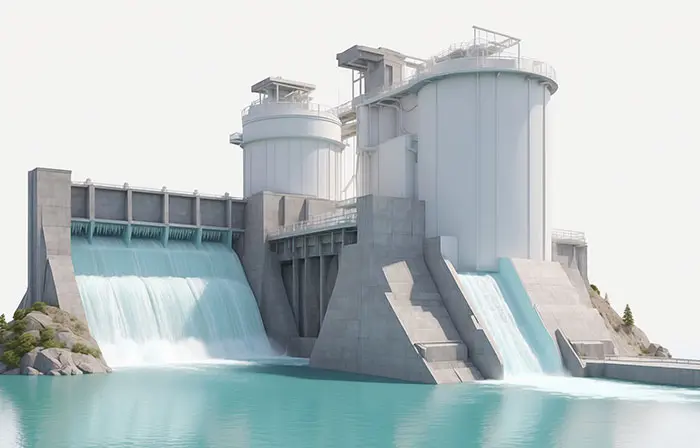Hydropower Dam Dynamic 3D Picture Cartoon Illustration